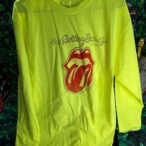 the Rolling Stones Neon Yellow Long Sleeve Shirt Size Large  NWOT